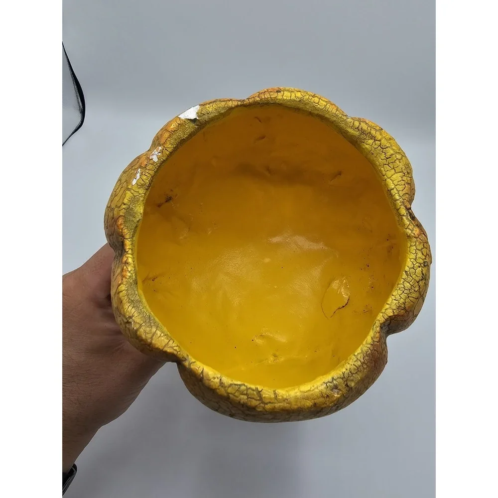 Pumpkin Head Standing Person Candy Bowl Distressed Plaster Halloween‎ 12